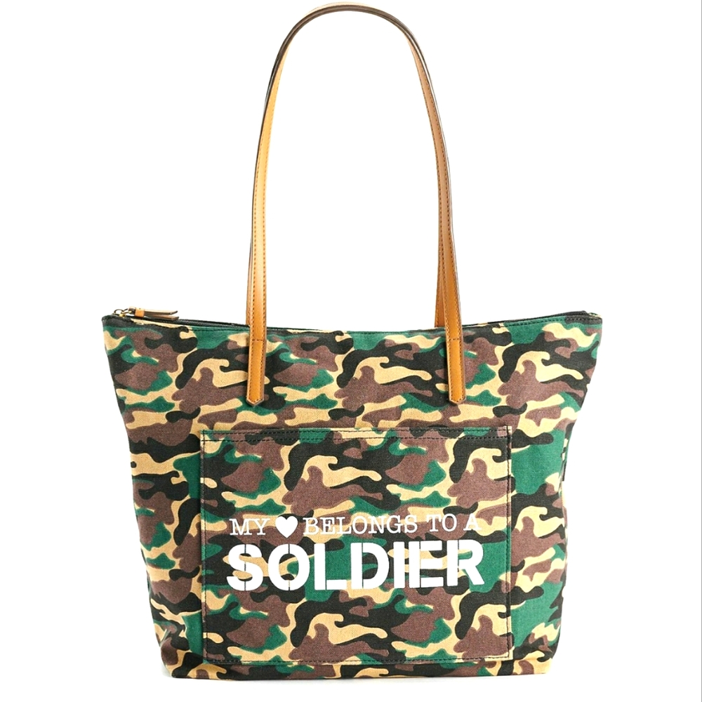 Army Soldier Tote 💚 My heart belongs to a Soldier 🪖 Camo Tote  Large / Lined